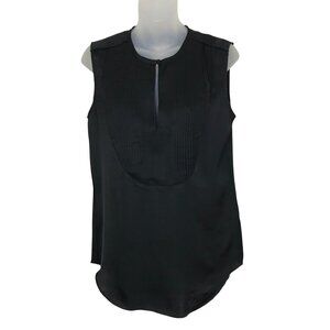 Equipment Femme Black Sleeveless Blouse Key Hole Front With Button Closure S -XS